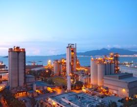 Aerial view of cement works at a nuclear power plant